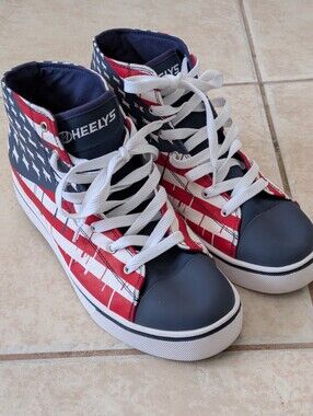 HEELYS Red White Blue American Flag Skating Shoes Sneakers Size‎ US Youth 10 New